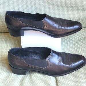 Vtg Amalfi Pillow Cara Black Leather Shoes - SIZE 9 AA - 90s Y2K